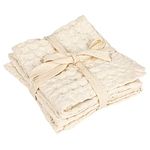 Bloomingville Square Cotton Waffle Weave, Set of 3, Cream Dish Cloth, Natural