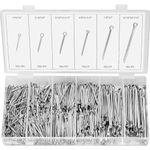 Cotter Pins, 555 Pieces Zinc Plated Steel Cotter Spring Split Pin Fastener Clips Assortment Kit for Hitch Holds Pin Lock Systems, Straight Hairpins Silver