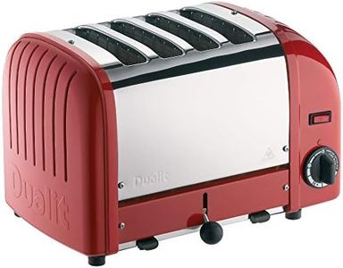 Dualit Classic 4 Slice Vario Toaster, Stainless Steel, Hand Built in the UK, Replaceable ProHeat Elements, Heat Two or Four slots, Defrost Bread, Mechanical Timer, Replaceable Parts, Red, 40353