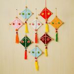 eCraftIndia Artificial Marigold Flowers Hangings with Bangles Ringing Bells (8, Kite Hanging)