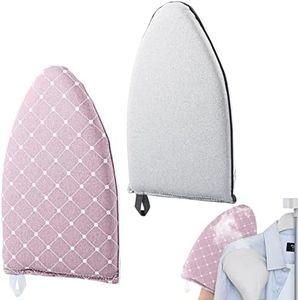 2 Pack Garment Steamer Ironing Gloves Heat Resistant Ironing Pad Anti Steam Glove Board Waterproof Garment Steamer Mitt with Finger Loop for Clothes Steamers (Grey+Pink)