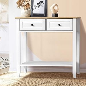 Oikiture Console Table with 2 Drawers and 1 Shelf Hallway Table