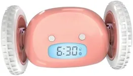 CLOCKY Extra Super Loud Alarm Clock for Heavy Sleepers Adults Kids Teens Bedroom, Move Jump Roll Run Away Easy to Set Smart Digital Alarm Clock on Wheels -Funny Gag Gift (Pink)