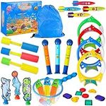 Yellcetoy Pool Toys for Kids, Swimming Pool Diving Toys with Storage Bag, Underwater Pool Toys Training Game for Kids Boys Girls Age 3-12