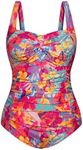 Hanna Nikole 2025 Plus Size Bathing Suit Tummy Control One Piece Swimsuit Twist Front Ruched Swimwear Tropical Prints 2X