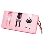 Prime Amazon Day Deals Sale Offers 2019-Valentoria® Birthday Gifts for Women's Mini Faux Leather Bifold 3 Cat Design Clutch Wallet