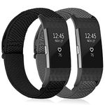 TumpCez Elastic Strap Only Compatible with Fitbit Charge 2，Adjustable Stretchy Nylon Sports Replacement Band for Men Women