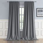 DUALIFE 132 Inch Curtains Extra Long Back Tab and Rod Pocket (Medium Grey Color) Thermal Insulated Blackout Curtains 52 by 132 Inch 11 ft Custom Made 2 Panels Set, Window Drapes for Bedroom