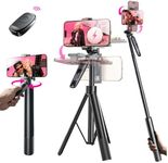 LISEN 67" Phone Selfie Stick Tripod, Lightest Integrated Tripod Stand with Wireless Remote for RedNote/Snapchat/Face Time/Content Creation/Photo, Compatible with iPhone 16 15 Pro Max Samsung Ultra S24