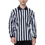 TOPTIE Men's Official Long Sleeve Black & White Striped Referee Shirt, Pro-Style Ref Umpire Jersey-2XL