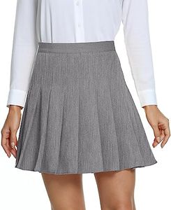 Urban CoCo Women's Pleated High Waist Solid School Uniform Skirt, Gray, X-Large