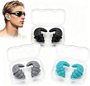 Swimming Ear Plugs for Adults,Teens 14+, 3 Pairs Waterproof Silicone Swim Earplugs,Reusable Soft Noise Reducing Ear Plugs for Men Women,Pool, Shower, Surfing,Work & Travel(Adults-Black,Gray,Green)
