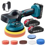 Cordless Buffer Polisher kit w/ 2 X 2.0 Batteries, Uaoaii 6-in Polisher for Car Detailing, 6 Variable Speed, 26 Car Buffer Waxer Kit for Car Boat Detailing/Polishing, Scratch Removing