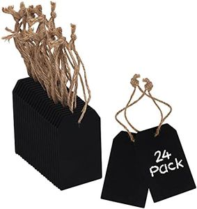 Belle Vous Etiquetas de Pizarra Madera Doble Cara (Pack de 24) 8 x 5 cm Pizarra Pequeña Rectangular para Colgar, Mensajes – Para Bodas, Fiestas, Etiquetas de Mesa Decorativas, Pizarras para Precios