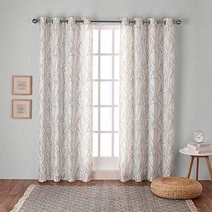 Exclusive Home Branches Linen Blend Grommet Top Curtain Panel Pair, 54"x108", Seafoam