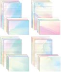 Better Office Products Mini Stationery Set, 100 Piece Set (50 Lined Watercolor Sheets + 50 Matching Envelopes), 5.5 x 8.25 inch, 12 Unique Designs, Double Sided Printing, One Side Lined Paper, by