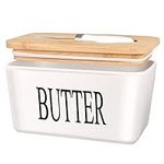 ADIVEE Butter Dish for Canada 1 Pound Brick of Buter, Airtight Porcelain Butter Keeper Hold an Entire Pound Butter, Ceramic Butter Container with Lid and Knife, Butter Storage, Color: White