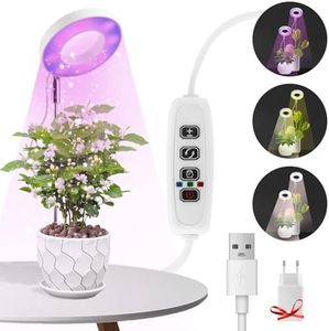 Lámpara de Planta,48 LED Luz de Crecimiento de Espectro Completo,Luces de Crecimiento Ajustable en Altura con Temporizador 3/9/12H,9 Brillos,3 Modos,Lampara de Crecimiento para Plantas Pequeñas
