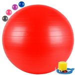 AVMART Anti-Burst Exercise Gym Ball with Pump, Anti-Slip Balance Stability Ball, Heavy Duty Fitness Yoga Ball, Extra Thick Swiss Birthing Ball, Red (75CM)