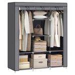 SONGMICS Portable Closet, Wardrobe Closet Organizer with Non-Woven Fabric Cover, Hanging Rods and Shelves, 51.2 x 17.7 x 66.1 Inches, Large Capacity for Bedroom, Living Room, Dove Gray URYG096G01