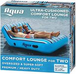 Aqua Ultra-Comfort Floating Pool Chair & Lake Raft with Pillow – 2-Person Heavy Duty Pool Float, Lake Floating Chair – Navy/White Stripe