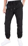 ITALYMORN Mens Cargo Joggers Black Pants Lightweight Hiking Pants Athletic (S, Black)