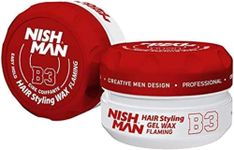 Nishman Hair Styling Wax for Men, B3 Flaming, Red150 ml | Edge Control | Ultra High Strong Hold | Hair Clay Aqua Wax (1 Pack)
