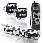 J Bryant Cow Print Barbell Pad Set Including 2 Ankle Straps for Cable Machines, Hip Resistance Band, Weight Lifting Straps, and Thick Cushioned Hip-Thrust Pad with Carry Bag for Squats and Bench Press