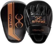 STING Armalite Focus Mitts for Boxing, Sparring, MMA, and Muay Thai, Durable Boxing Mitts, Boxing Equipment for Adult Men, Women, and Kids, Black/Bronze