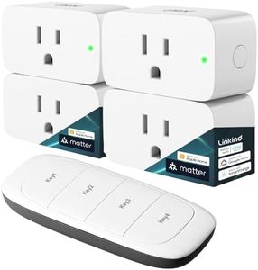 Linkind Matter Smart Plug with Remote, Work with Apple Home, Siri, Alexa, Google Home, SmartThings, Smart Outlet 15A/1800W Max, Smart Home Automation, Remote Control,Timer&Schedule, 2.4G Wi-Fi, 4 Pack