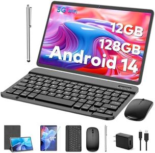 Android Tablet, 11 inch Android 14 Tablet with Keyboard, 12GB+128GB, 1TB Expand, 8000mAh, 5MP+13MP, 2.4G&5G WiFi, IPS Touch Screen, GMS Certified, 2 in 1 Tablets with Case, Mouse, Stylus(Silver)