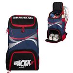 WHACKK Bradman Red Navy |Cricket Kitbag |Cricket Kit Bag Backpack for Youth|Player Edition 2 Bat Pocket Shoe Pocket |Big Main Comp Fit 14.75 inch Leg Pad|Bottle Holders |Easy Access Pocket