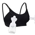 Momcozy Hands Free Pumping Bra, Adjustable Breast-Pumps Nursing Bra, Suitable for Breastfeeding-Pumps by Medela, Lansinoh,etc Black