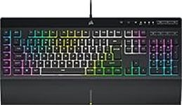 CORSAIR K55 RGB PRO XT Membrane Wired Gaming Keyboard – IP42 Dust and Spill-Resistant – 6 Macro Keys with Elgato Integration – iCUE Compatible – QWERTY UK – PC, Mac, Xbox – Black