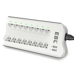 EBL Battrery Charger for AA AAA Rechargeable Batteries, Intelligent 8 Bay Battery Charger with 2 USB Ports for Ni-MH Ni-CD Rechargeable Batteries