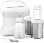 NesveCit Portable Breast Milk Cooler, 24H Chill Medical-Grade 316L Stainless Steel, 2-in-1 Breastmilk Cooler Bottle & Thermos with Leakproof Storage Bottle, No Ice Needed for Travel/Work, 20oz, Beige