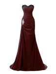 BessDress Sweetheart Mermaid Prom Dresses Long Formal Bridesmaid Dresses BD183 - Red -