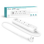 TP-Link Kasa WiFi Power Strip 3 outlets with 2 USB Ports, equipped with ETL certified surge protection shields, control from anywhere, voice control, no hub required (KP303) White