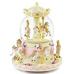 Carousel Snow Globe Gift, Music Box with Light 8-Horse Windup Musical Christmas Valentine Birthday Anniversary Present for Daughter Wife Girl Kids Clockwork Play Canon