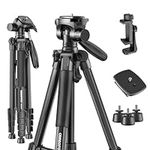 CAMBOFOTO 74" /188cm Compact Tripod for Nikon Canon Sony with Carry Bag 1/4 Universal Screw Mount Lightweight Tripod 3 Way Pan Head(Black) …