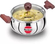 Hawkins 2 Litre Cook n Serve Handi, Triply Stainless Steel Handi with Glass Lid, Induction Sauce Pan, Biryani Handi, Saucepan, Silver (SSH20G)