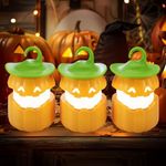 EverBrite 3-Pack Halloween Pumpkin Lantern, Collapsible Jack O Lantern Lights, Two Color Changing, Light up Pumpkin Outdoor for Halloween Party Decoration, Battery Included