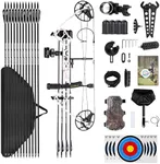 Lightweight Compound Bow Package Fully Adjustable for Youth & Kids，22.5"-30" Draw Length,10-50 Lbs Draw Weight,Hunting Bow Archery Set Right Handed，Limbs Made in USA
