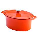 Rachael Ray Cast Iron 6-1/2-Quart Covered Oval Casserole, Orange