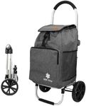 Foldable Shopping Trolley Cart with Wheels Alumimium Shopping Cart for Groceries with Removable Bag Lightweight Utility Cart (Grey)