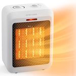 Brightown Electric Space Heater,1500W /750W Ceramic Safe Adjustable Thermostat Fast Heating with Overheat & Tip Over Protection, Two Levels Power Small Heaters for Desk, Office, Bathroom,Indoor Use