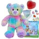 Build Your own Teddy Bear Making Kit with Voice Recorder - 16 inch / 40cm Magical Rainbow Bear - no sew