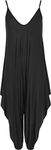 WearAll Women's Lagenlook Strappy Baggy Harem Jumpsuit Dress Top Playsuit Cami - Black - One Size