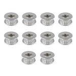 QitinDasen 10Pcs Premium Aluminum Alloy GT2 Timing Belt Idler Pulley, 20 Teeth 5mm Bore GT2 Idler Pulley, with Dual Ball Bearing, for 3D Printer 6mm Width Timing Belt