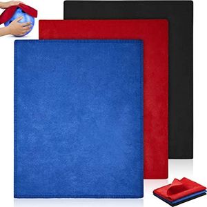 Patelai 3 Pcs Bowling Ball Shammy Bowling Towel Bowling Ball Towel Bowling Ball Shammy Bowling Accessories Cleaning Pad for Bowling Ball(Royal Blue Red and Black, 12 x 10 Inches)